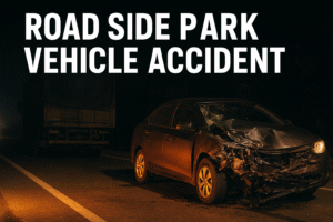 “सड़क किनारे खड़ी गाड़ियाँ - चलती ज़िंदगी के लिए मौत का वारंट!”15 Died in bus Accident , travelling near too death on roads ''safety'' not avail 2 Damaged car after roadside accident